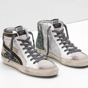 Golden Goose Sneakers | Slide | Green Sparkle size 37